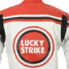 Lucky Strike WHITE & RED Leather Biker Motorcycle Jacket