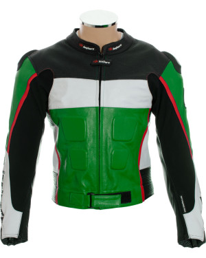 RTX GP Tech Green Leather Motorcycle Jacket