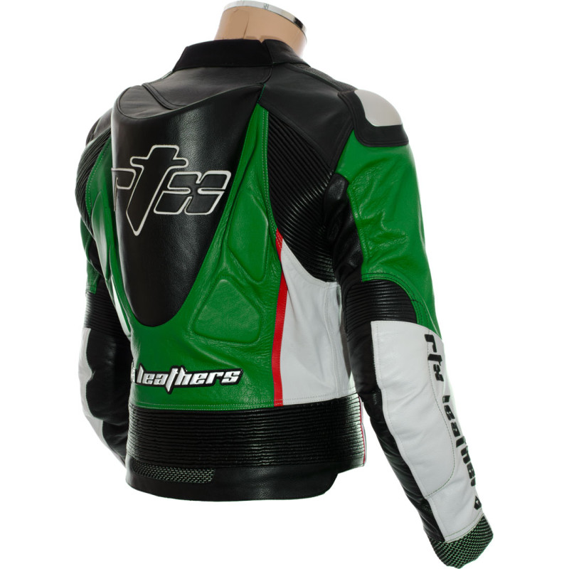 RTX GP Tech Green Leather Motorcycle Jacket