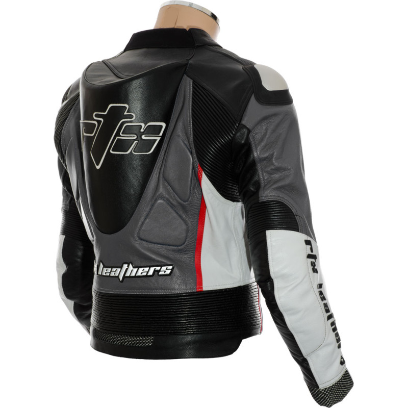 RTX GP Tech Grey Leather Motorcycle Jacket