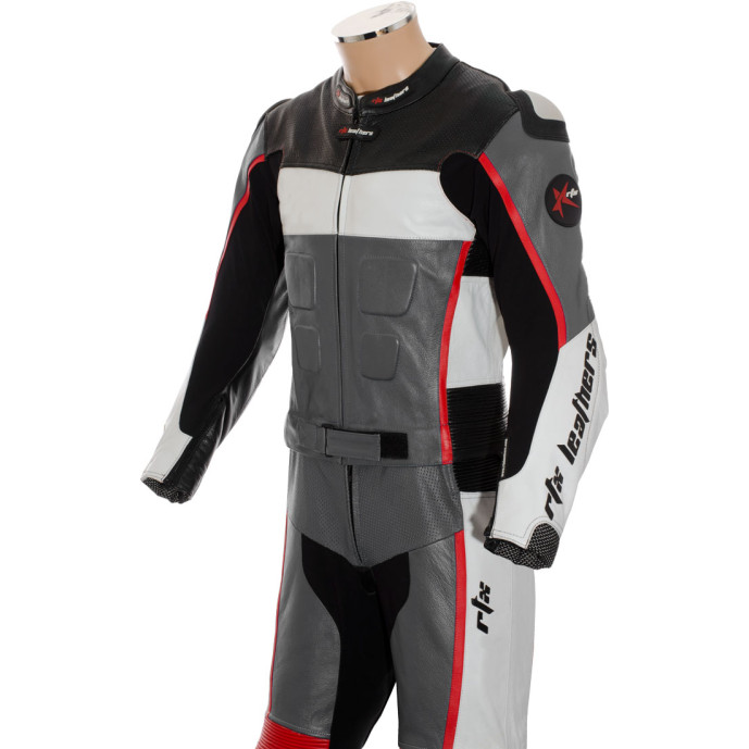 RTX GP Tech Grey Racing Leather Motorcycle Suit