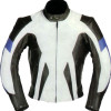 RTX Motocross White Leather Motorcycle Jacket