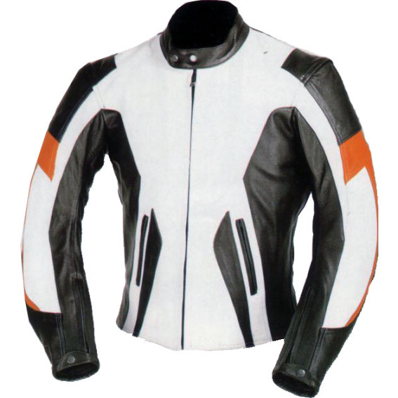 RTX Motocross White Leather Motorcycle Jacket