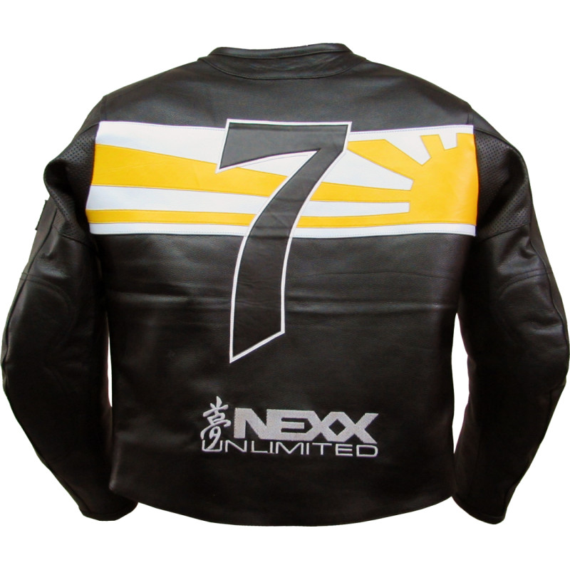 Nexx Unlimited Black & Yellow Motorcycle Leather Jacket 