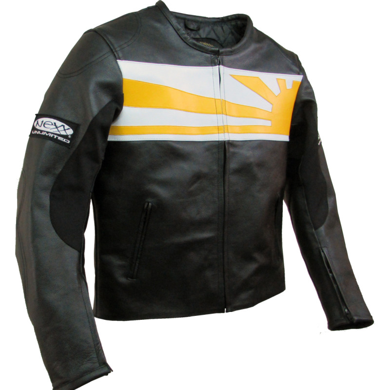 Nexx Unlimited Black & Yellow Motorcycle Leather Jacket 