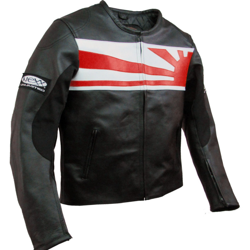 Nexx Unlimited Black & Red Motorcycle Leather Jacket 