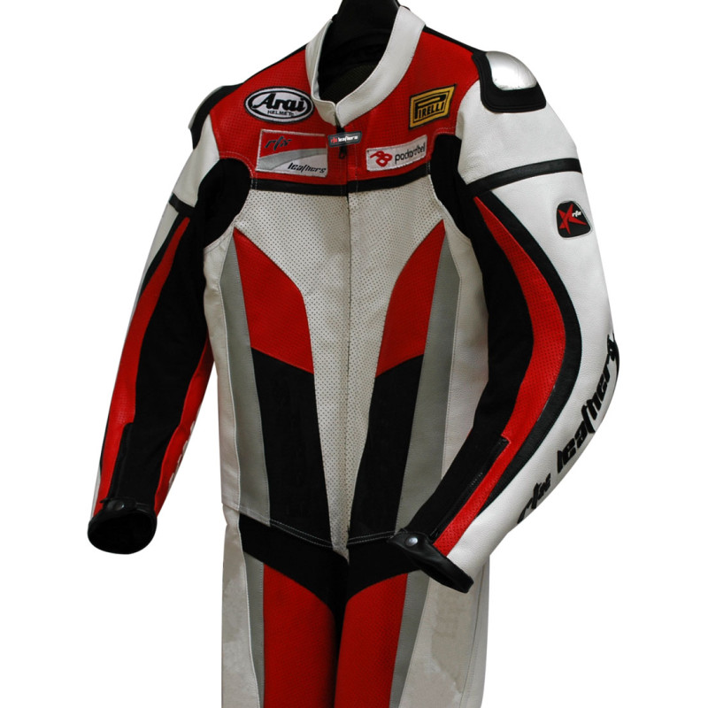 RTX Red Spartan Sports Biker One Piece Leather Suit