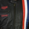 Steve McQueen Heuer Grand Prix Triple Stripe Black Full Leather Biker Jacket