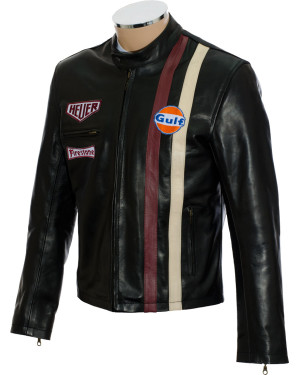 Steve McQueen Le-Man Gulf Heuer Firestone Black Premium Leather Jacket