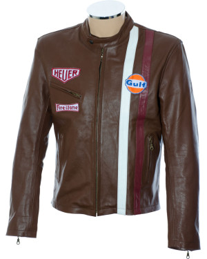Steve McQueen Legends Gulf Le Man Firestone Heuer Brown Premium Leather Jacket