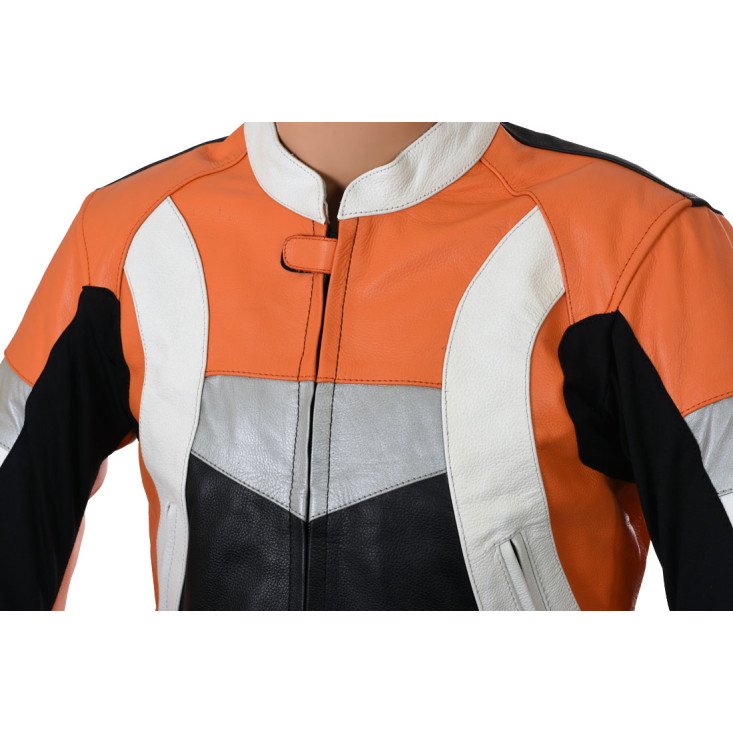 RTX Violator Orange Motorcycle Leather Jacket