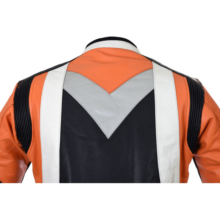 RTX Violator Orange Motorcycle Leather Jacket
