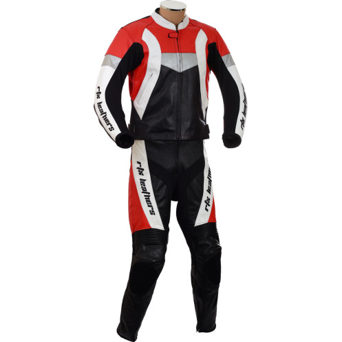 RTX Violator Red Track Day Leather Motorcycle Racing Suit
