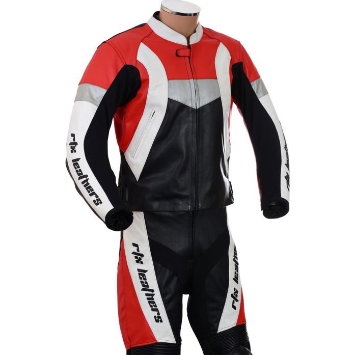 RTX Violator Red Track Day Leather Motorcycle Racing Suit
