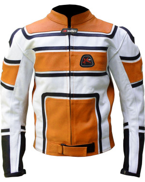 RTX X1 Sports Tourer Orange Leather Biker Jacket