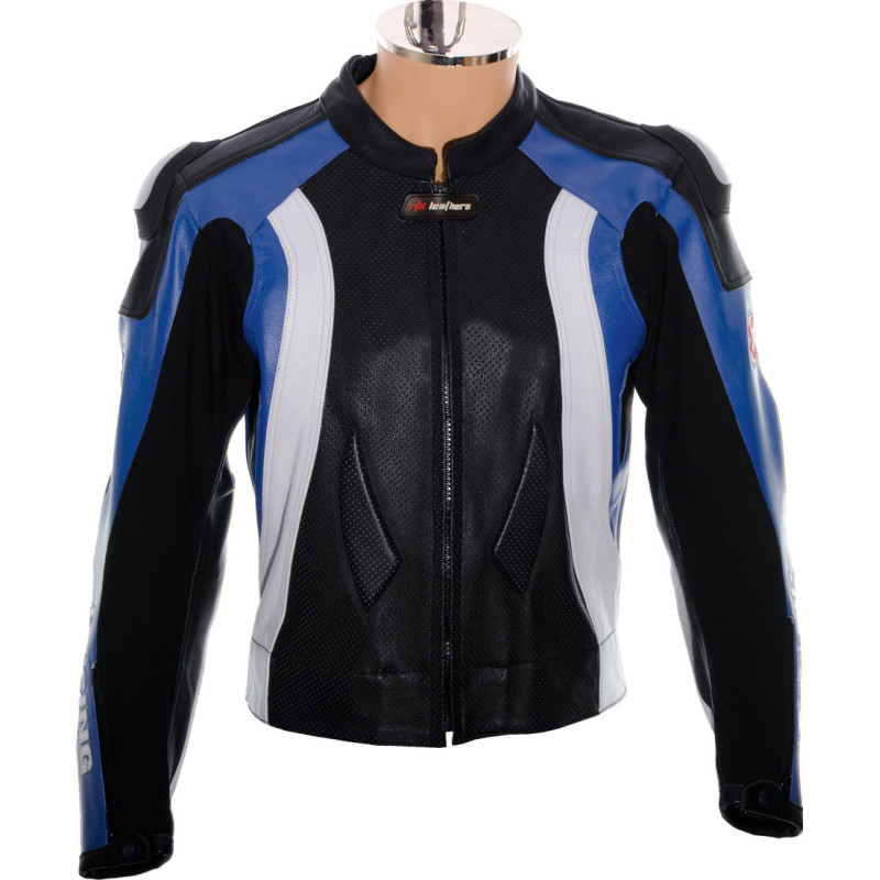 RTX Aero Evo Blue Leather Motorcycle Jacket