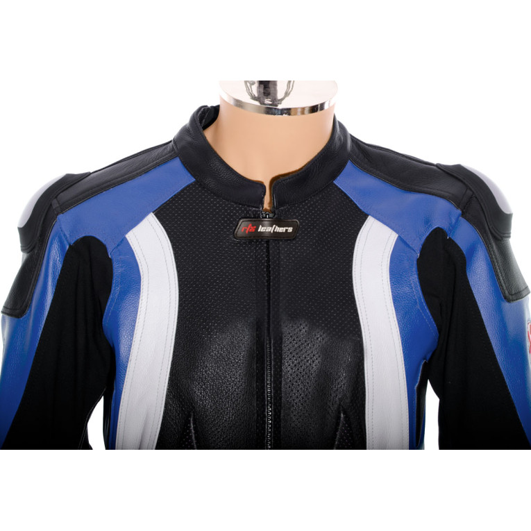RTX Aero Evo Blue Leather Motorcycle Jacket