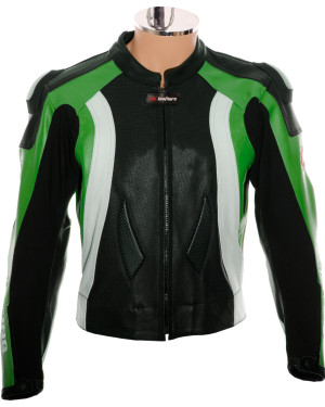 RTX Aero Evo Green Leather Motorcyle Jacket