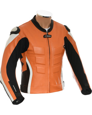 RTX AKIRA Orange Leather Motorcycle Biker Jacket