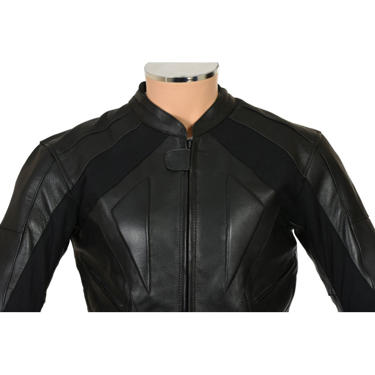 RTX Full Black Supersport Leather Motorbike Biker Jacket
