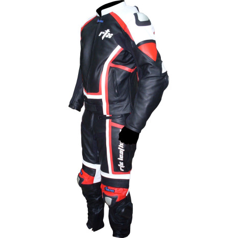 RTX Contender Black Leather Motorcycle Suit