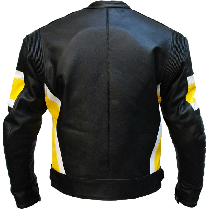 RTX RSV Leathers Yellow Black Leather Biker Jacket