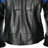 RTX Force One Blue Black Leather Biker Jacket
