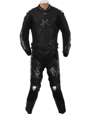 RTX Panther Black 2 Piece Motorcycle Racer Leathers