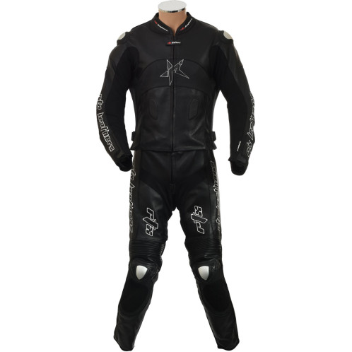 RTX Panther Black 2 Piece Motorcycle Racer Leathers