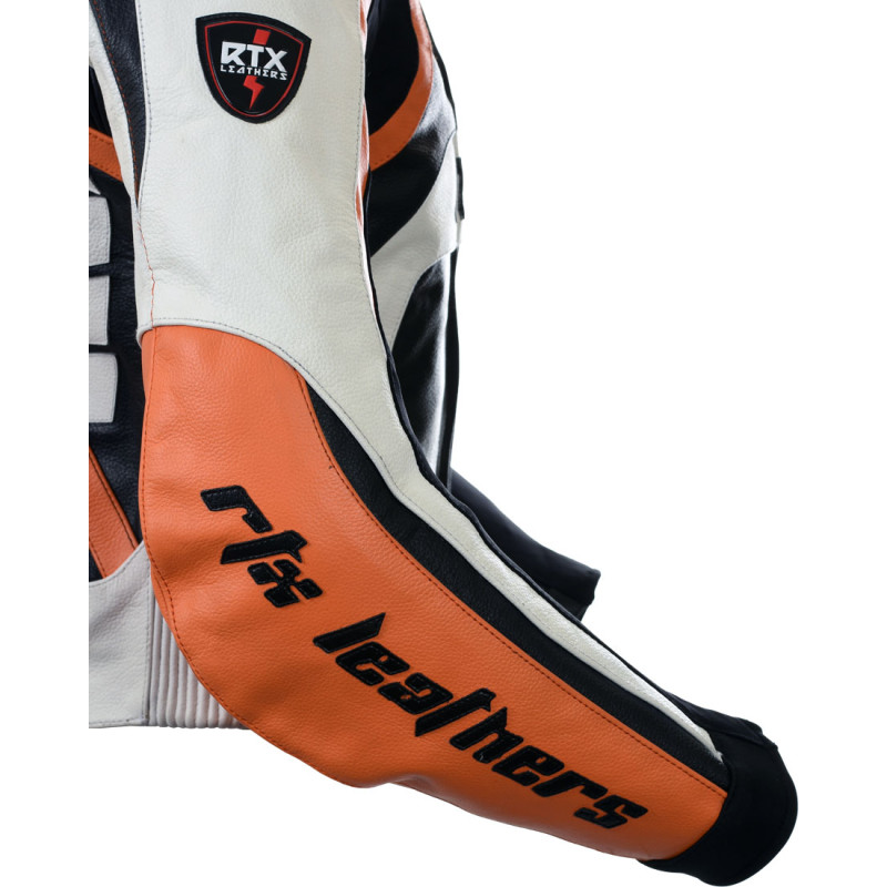 Raptor Orange Motorcycle Leather Biker Jacket