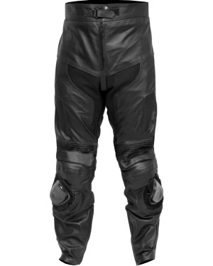 Retro Classic Plain Black Leather Motorcycle Trouser
