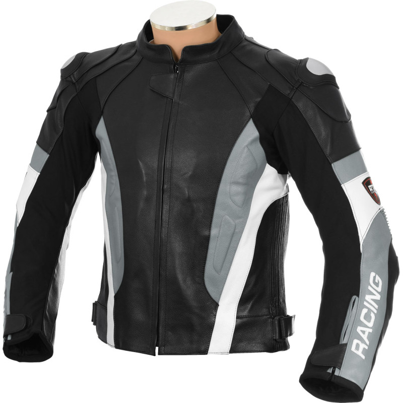 RSV Grey Sports Biker Leather Motorcycle Jacket