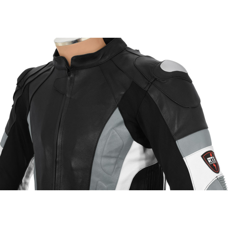 RSV Grey Sports Biker Leather Motorcycle Jacket