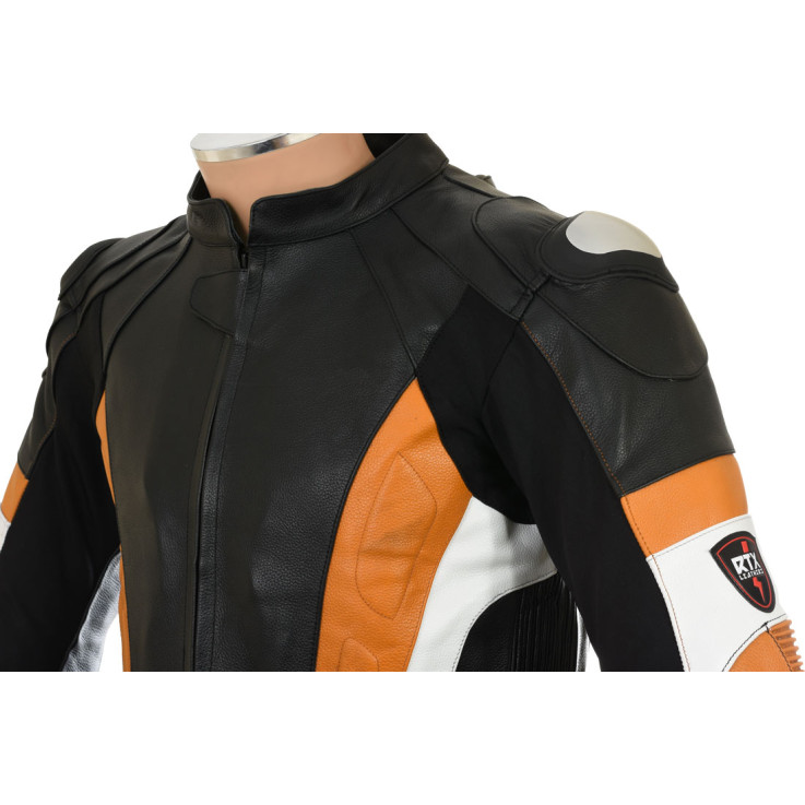 RSV Orange Sports Biker Leather Motorcycle Jacket