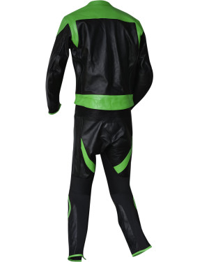 RTX Venom Green & Black Motorcycle Touring 2 Piece Leather Biker Suit