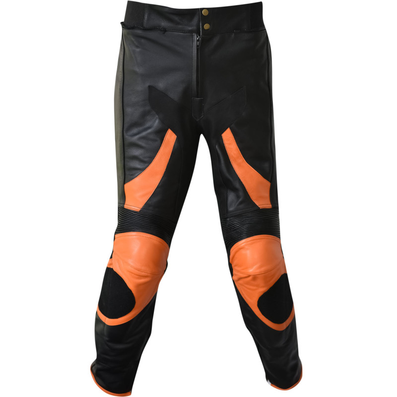 RTX Venom Orange & Black Leather Motorcycle Trouser Pant
