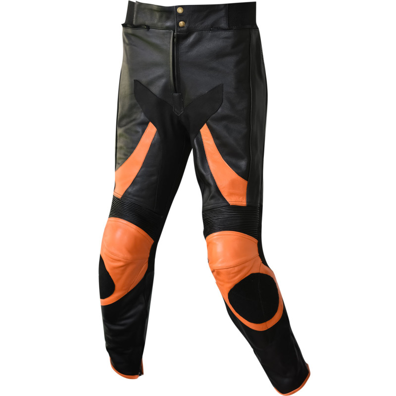 RTX Venom Orange & Black Leather Motorcycle Trouser Pant