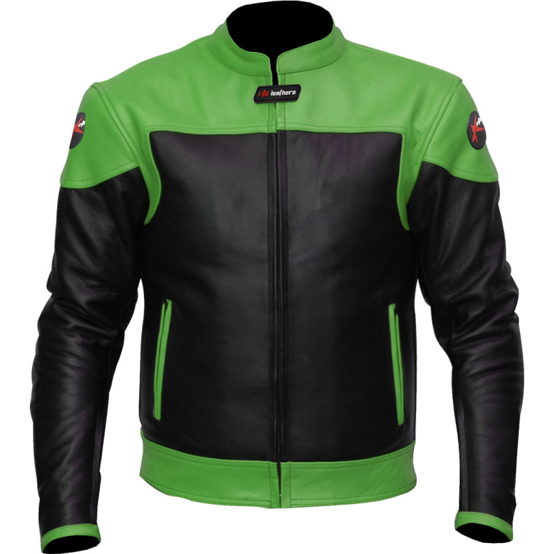 RTX Venom Green Leather Motorcycle Jacket 