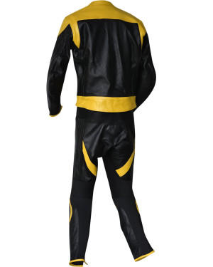 RTX Venom Yellow & Black Motorcycle Touring 2 Piece Leather Biker Suit