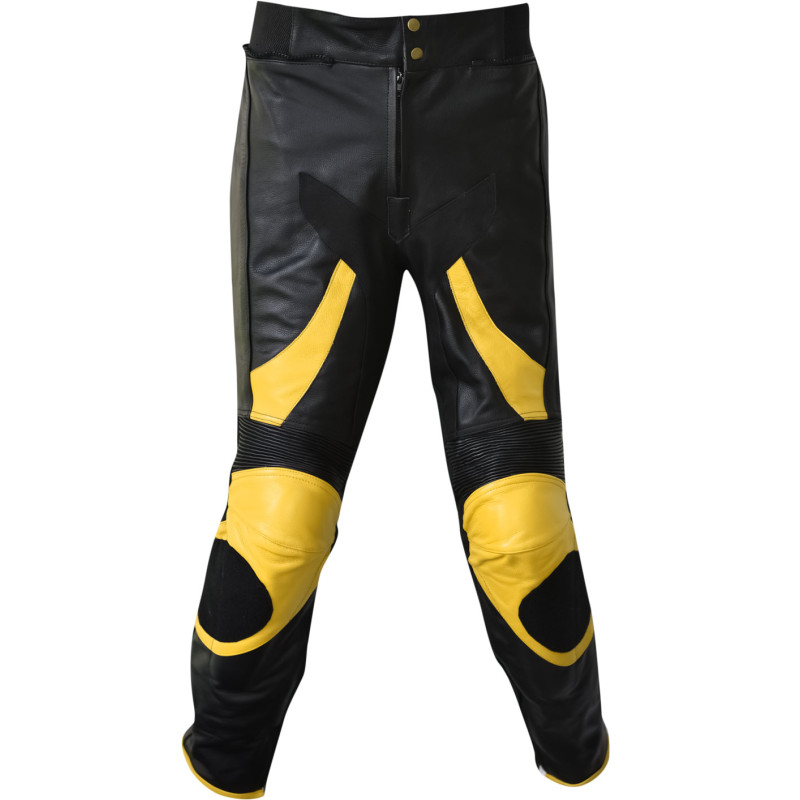 RTX Venom Yellow & Black Leather Motorcycle Trouser Pant