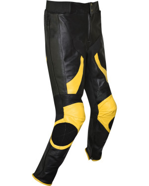 RTX Venom Yellow & Black Leather Motorcycle Trouser Pant