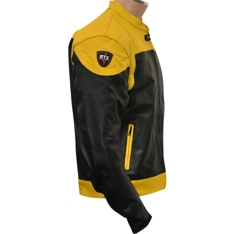 RTX Venom Yellow Leather Motorcycle Jacket 