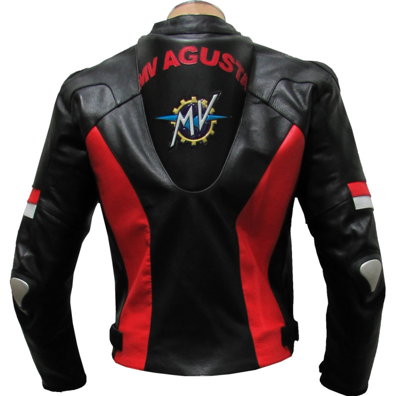 MV Agusta Corse Red & Black leather Biker Jacket