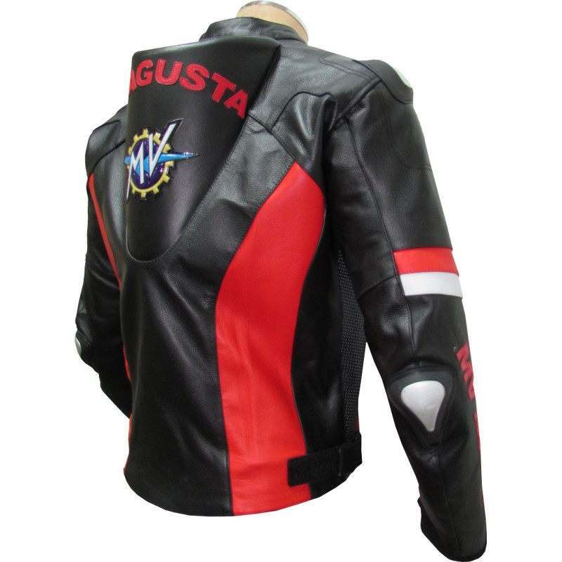 MV Agusta Corse Red & Black leather Biker Jacket
