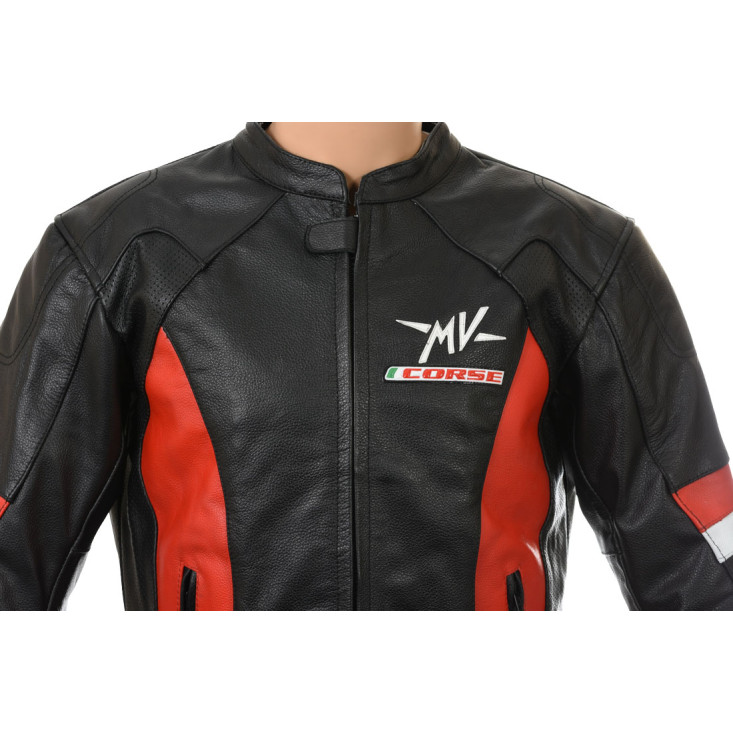 MV Agusta Corse Red & Black leather Biker Jacket