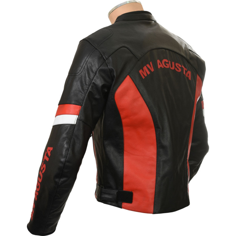 MV Agusta Corse Red & Black leather Biker Jacket