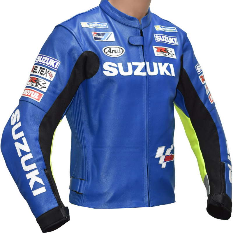 SUZUKI ECSTAR Blue MotoGP Race Replica Leather Motorcycle Suit