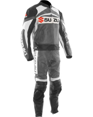 Suzuki GSXR GREY Leather Motorcycle Biker Suit
