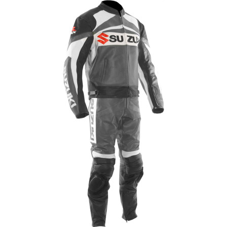 Suzuki GSXR GREY Leather Motorcycle Biker Suit