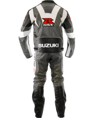 Suzuki GSXR GREY Leather Motorcycle Biker Suit